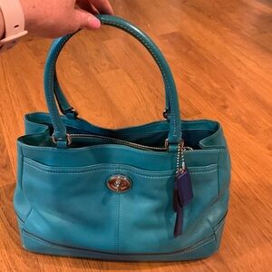 Green Pebble Leather Coach Satchel